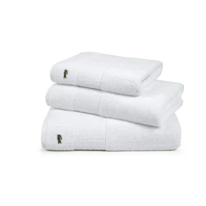 Aktion ? Lacoste LECROCO Bio-Handtuch – 50×100 Cm – Blanc ? 11