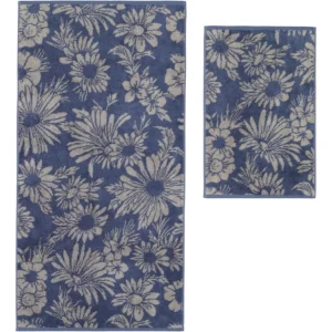 Neu ? Cawö Two-Tone Floral Handtuch – 50×100 Cm – Blau ⭐ 8