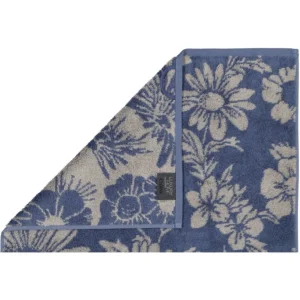 Neu ? Cawö Two-Tone Floral Handtuch – 50×100 Cm – Blau ⭐ 10