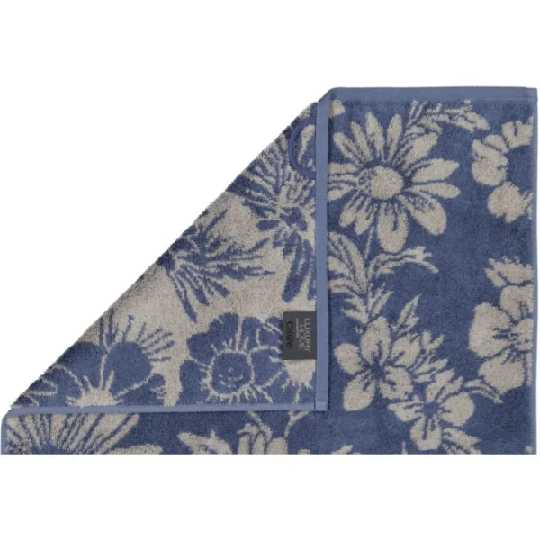 Neu ? Cawö Two-Tone Floral Handtuch – 50×100 Cm – Blau ⭐ 4